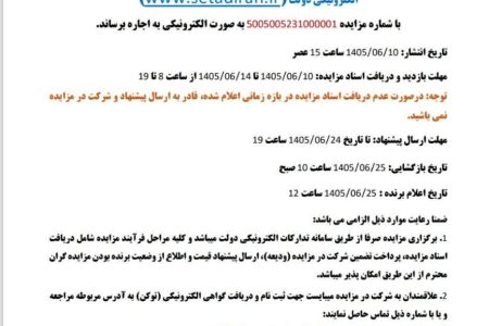 آگهی مزاید عمومی اجاره املاک و مستغلات شهرداری انابد